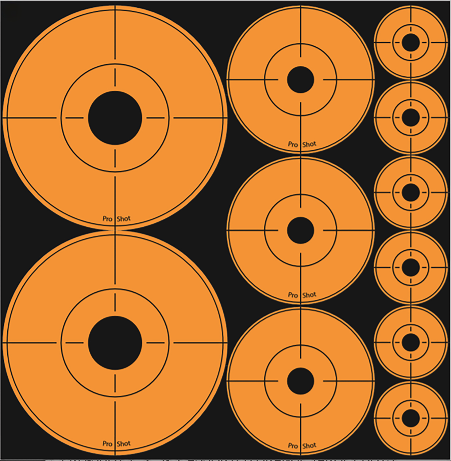 Orange shooting targets with black bullseyes