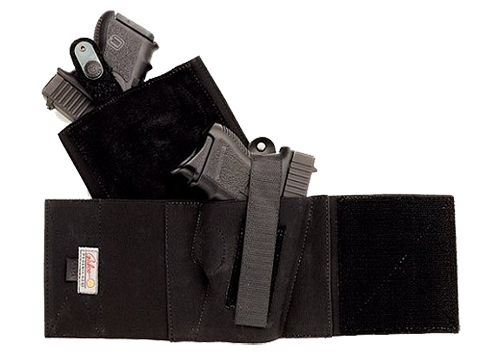 Black wallet with concealed handguns inside