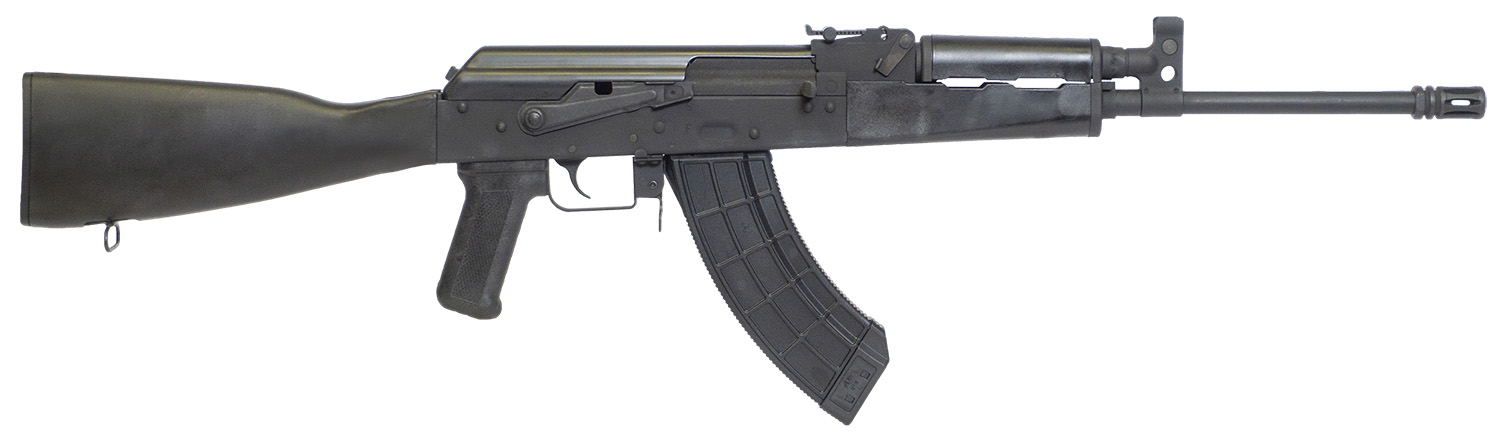 Black AK-style rifle on white background