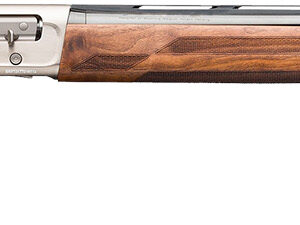Wood-stock semi-automatic shotgun on white background