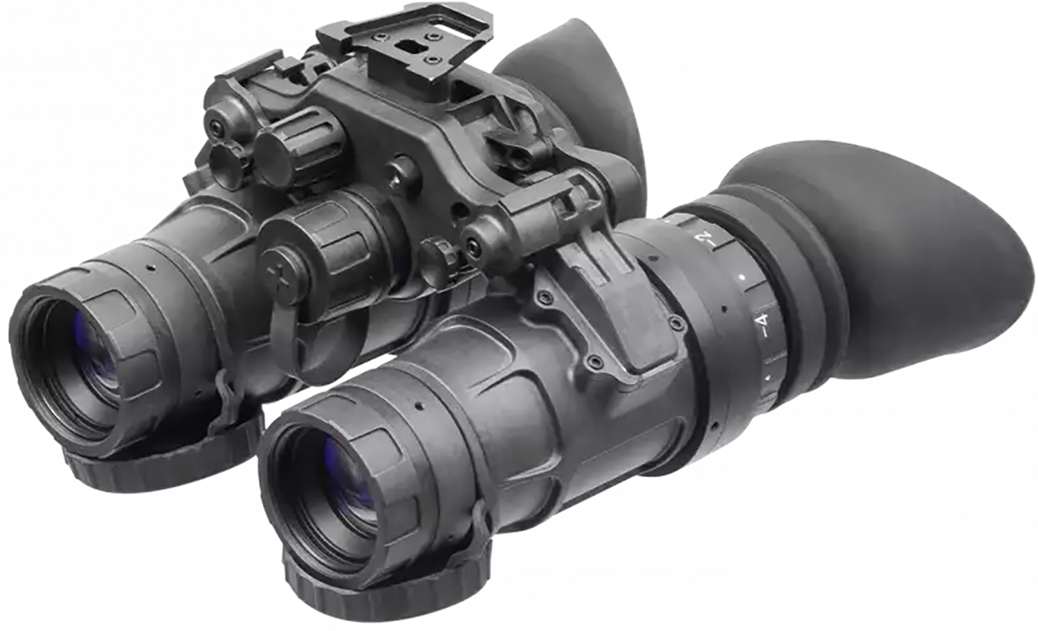 Dual-tube night vision goggles on white background