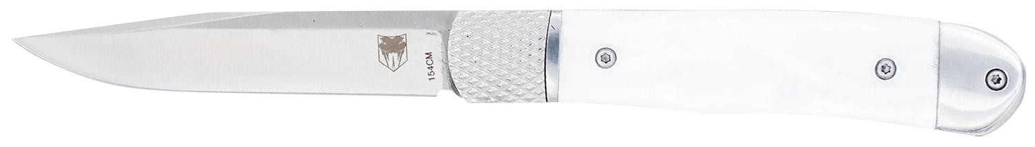 Stainless steel kitchen knife with white handle