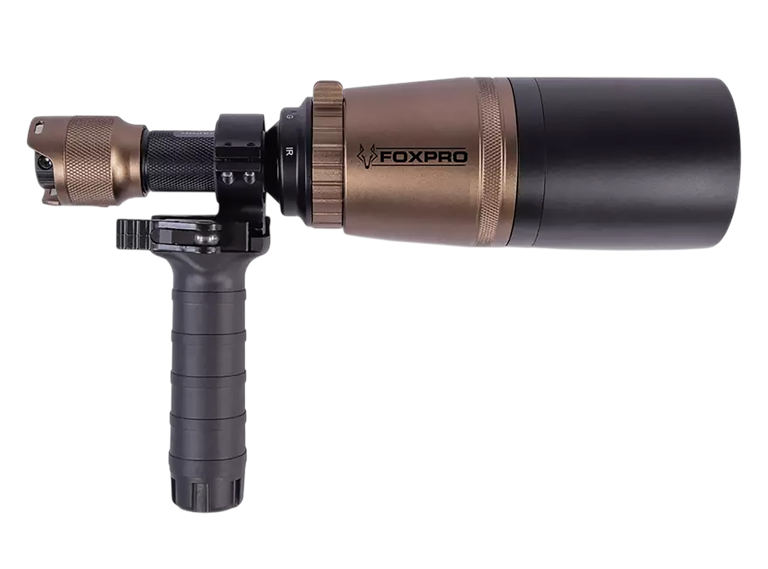 FOXPRO hunting call with mounted infrared illuminator