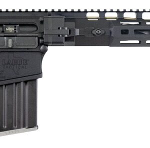 Black AR-15 style rifle on white background