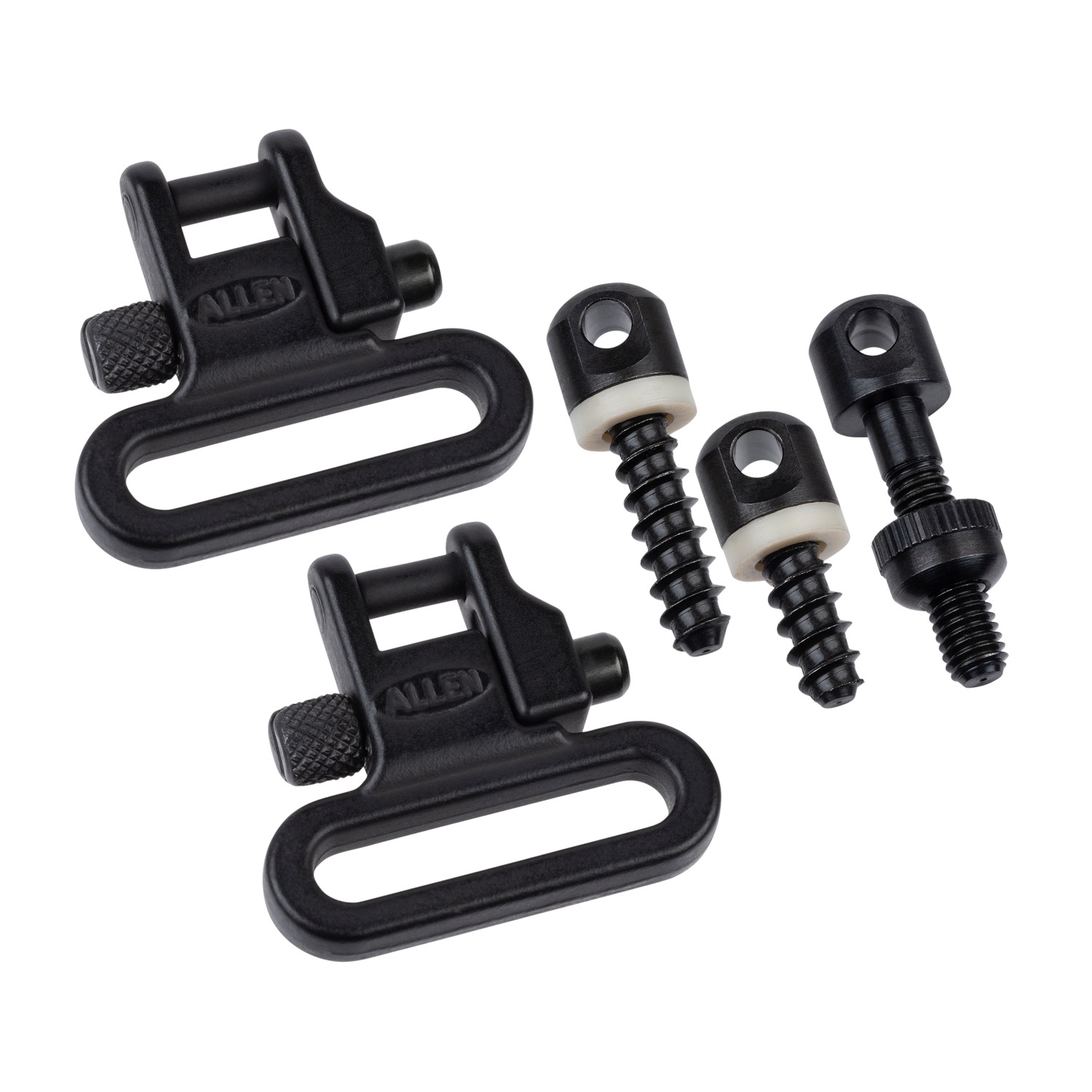 Black quick-detach sling swivels and mounting studs