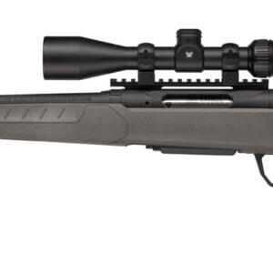 Bolt-action rifle with mounted scope on white background