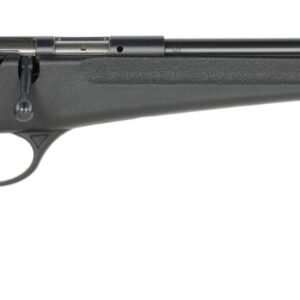 Black bolt-action rifle on white background