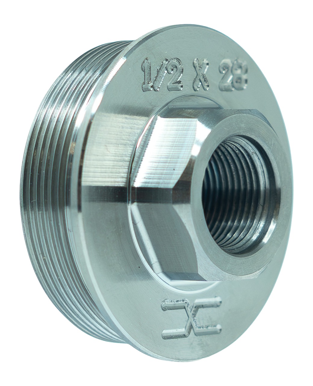 Stainless steel threaded pipe adapter 1/2 x 28