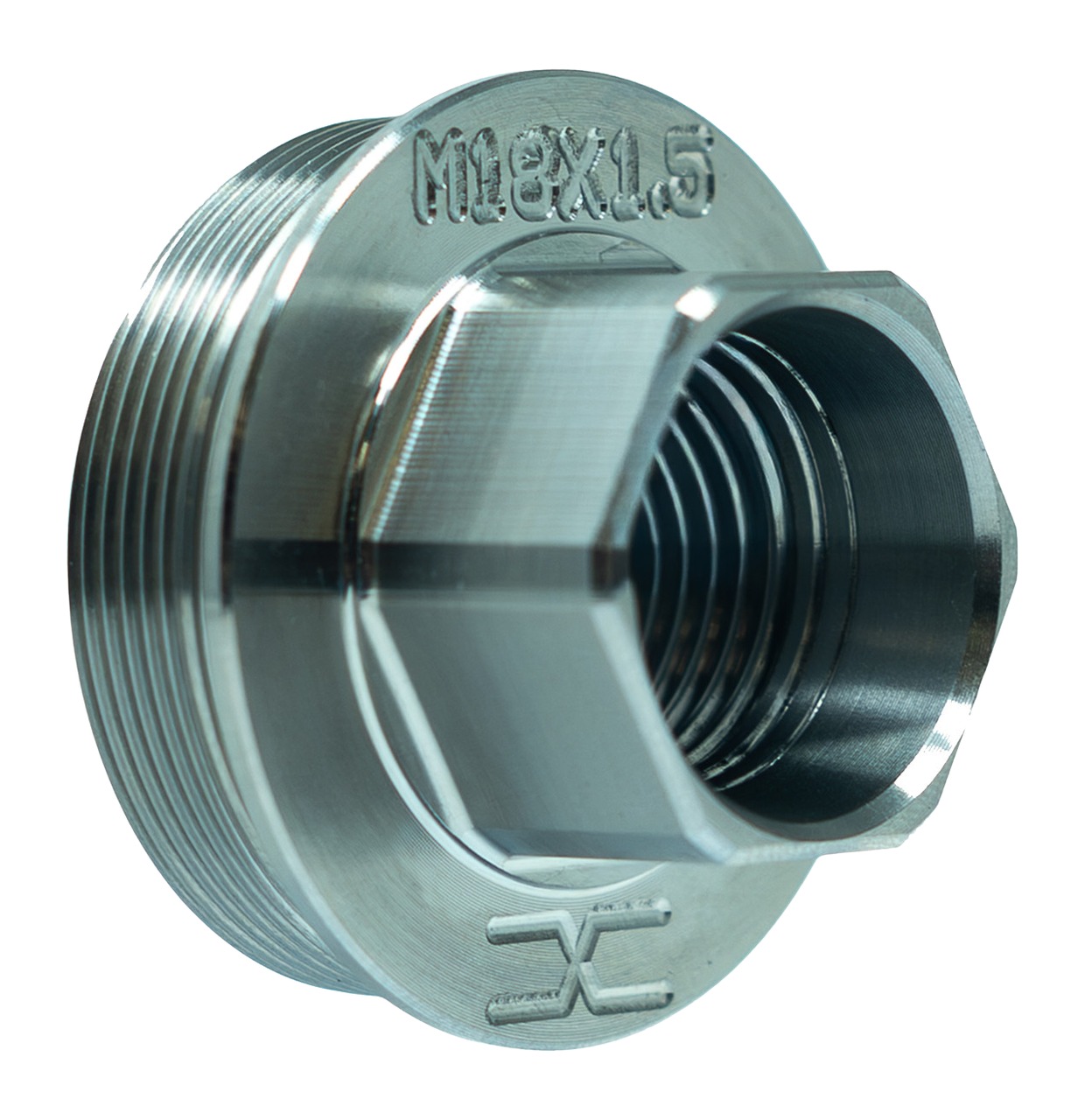 Stainless steel threaded pipe fitting M18x1.5