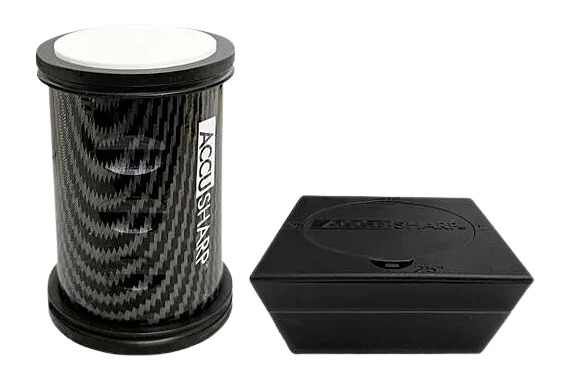 AccuSharp carbon-fiber cylinder and black case