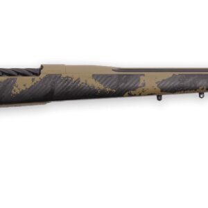 Camouflage bolt-action hunting rifle on white background