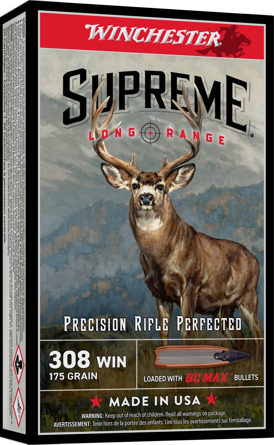 Winchester Supreme Long Range .308 rifle ammunition box
