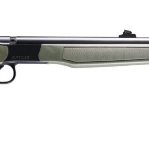 Green bolt-action rifle on white background