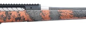 Orange and black camo bolt-action rifle