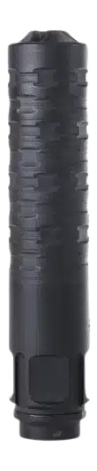 Black cylindrical metal device with textured grip