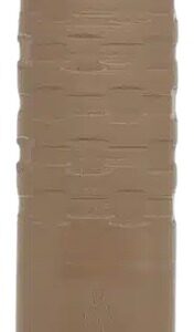Tan cylindrical firearm suppressor with textured grip