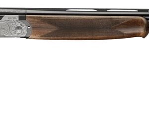 Over-under double-barrel shotgun with wooden stock