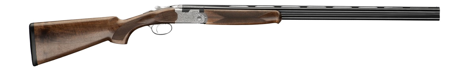 Over-under double-barrel shotgun with wooden stock