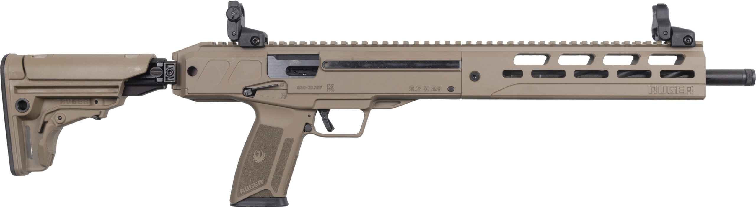 Tan Ruger 5.7 caliber tactical carbine