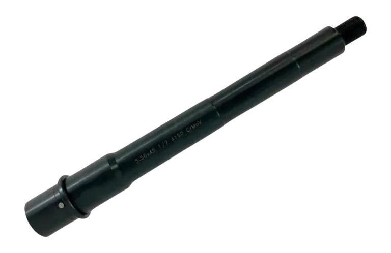 Black rifle barrel isolated on white background