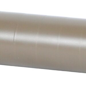 Tan cylindrical firearm suppressor on white background