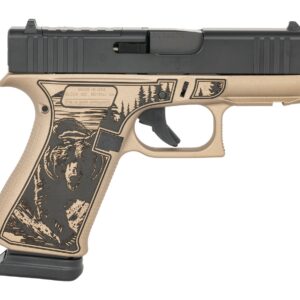 Custom engraved handgun with bear and forest design