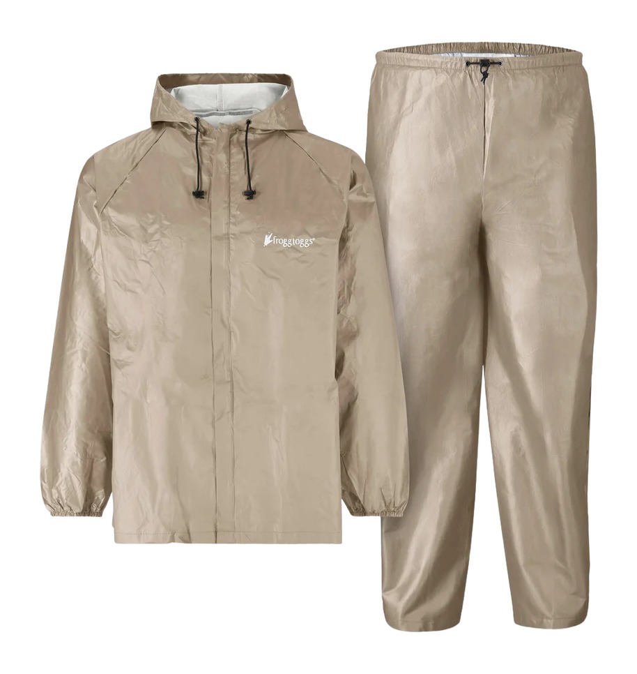 Beige waterproof rain jacket and pants set
