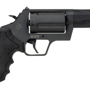 Black Taurus Judge revolver on white background