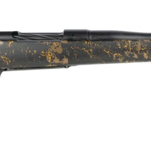 Bolt-action rifle with black and orange camo