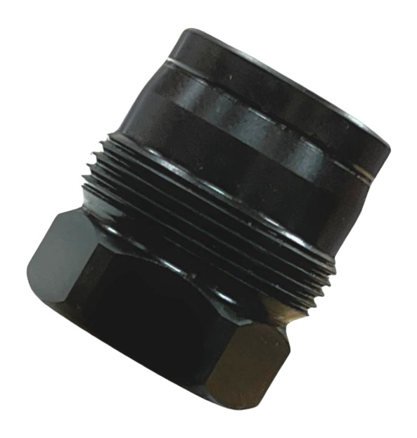 Black metal threaded pipe plug with hex base