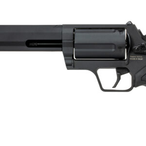 Black revolver handgun isolated on white background