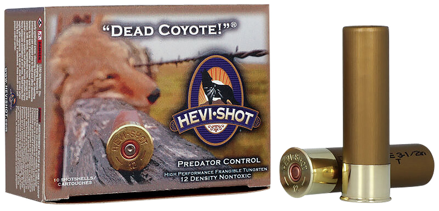 HEVI-Shot Dead Coyote shotgun shells and box