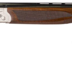 Over-under double barrel shotgun with wooden stock