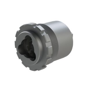 3D rendered metal threaded cylindrical mechanical component