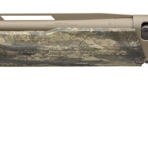 Camouflage semi-automatic shotgun on white background