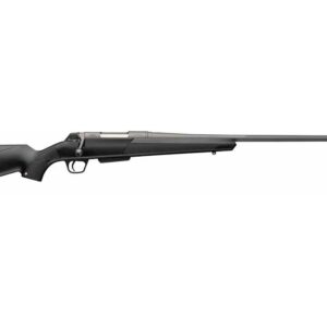 Black bolt-action rifle on white background