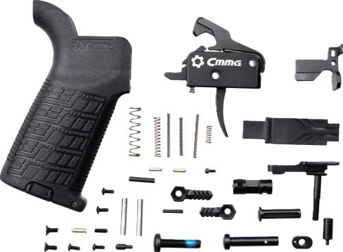 Disassembled firearm parts and trigger assembly components