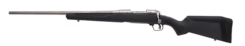 Black bolt-action rifle on white background