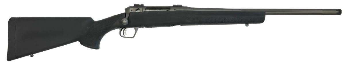 Black bolt-action rifle on white background