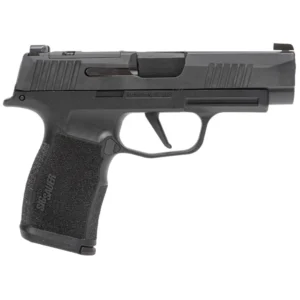 Black Sig Sauer semi-automatic handgun on white background