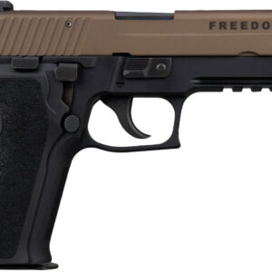 Two-tone semi-automatic handgun with tan slide