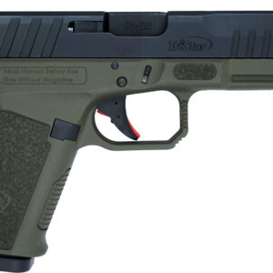 Olive green and black semi-automatic pistol