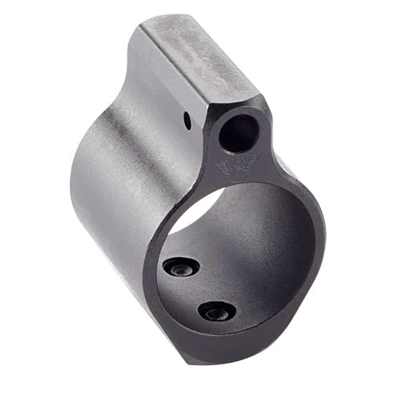 Black metal rifle gas block component