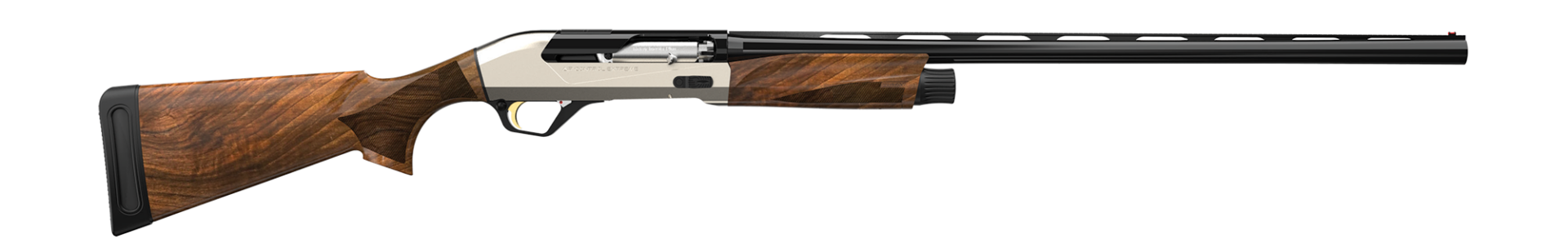 Semi-automatic shotgun with wooden stock and barrel