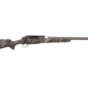 Camouflage bolt-action rifle with long barrel