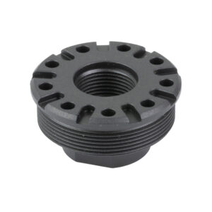Black threaded metal cap with multiple holes
