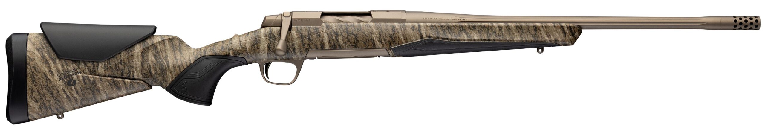 Bolt-action hunting rifle with camo stock