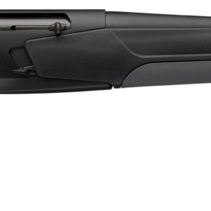 Black semi-automatic shotgun on white background