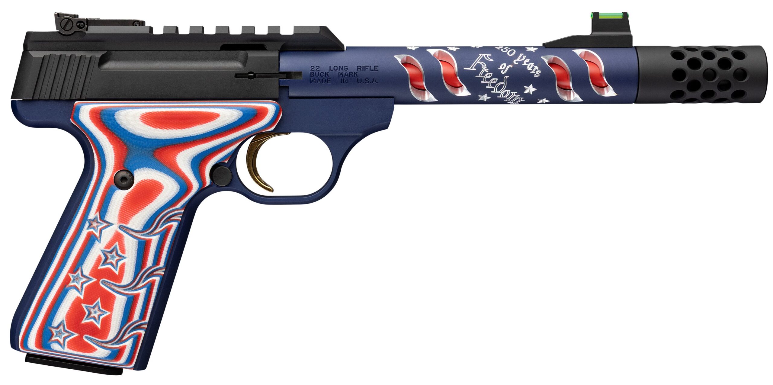 Patriotic red, white, and blue .22 pistol