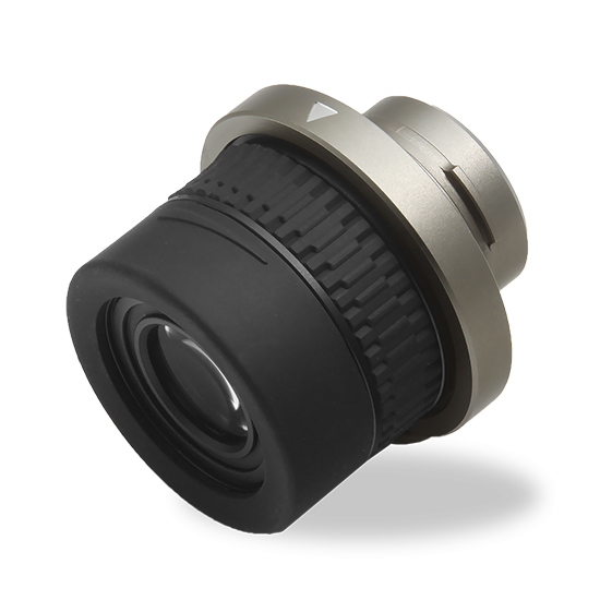 Compact camera lens module on white background